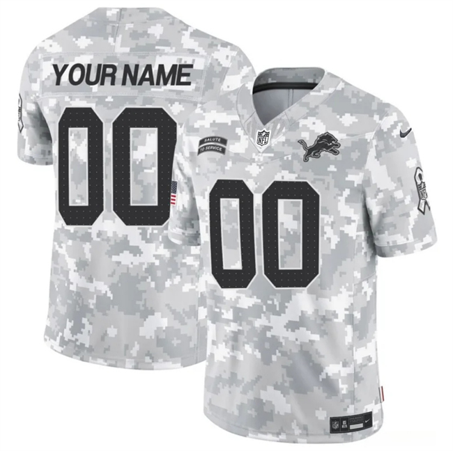 Men's Arctic Camo Detroit Lions Active Player Custom 2024 F.U.S.E Salute to Service Limited Stitched Football Jersey